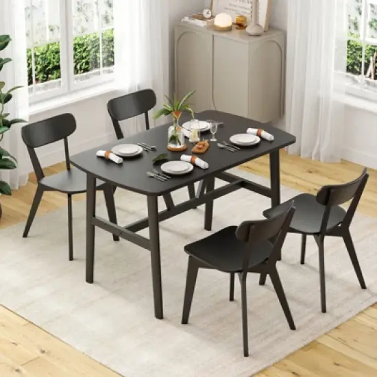 GlasFlength Desks, Large Rectangular Modern Dining Table, for Kitchen, Dining room, Black, 47.2"*27.6"*29.5"* image {2}