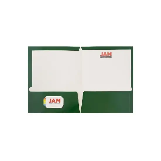 JAM Paper Laminated Two-Pocket Glossy Presentation Folders Green Bulk 50/Box 5042560C image {2}