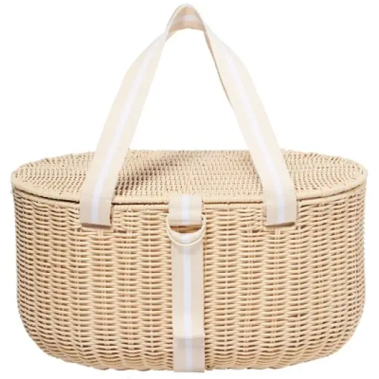 Sunnylife Large Picnic Basket Set - Le Weekend Natural - Insulated, 9.7 Gal image {7}