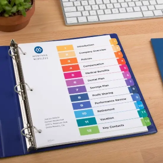 Avery Dividers for 3 Ring Binders, 12 Tabs per Set, Customizable Table of Contents, Multicolor Tabs (3 Sets of 11073) image {5}