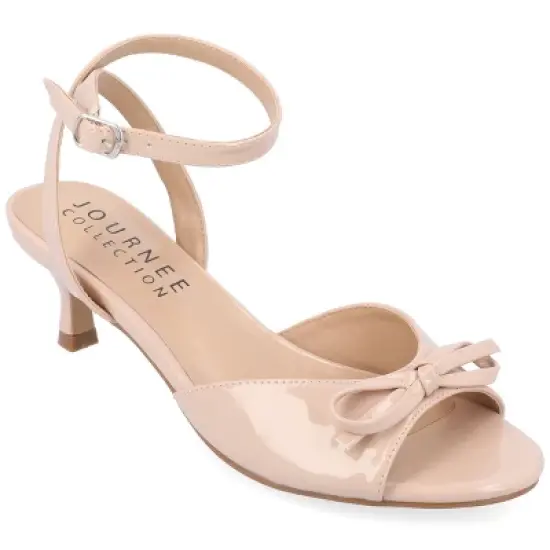 Journee Collection Womens Jennifer Kitten Heel Ankle Strap Open Toe Pumps image {10}