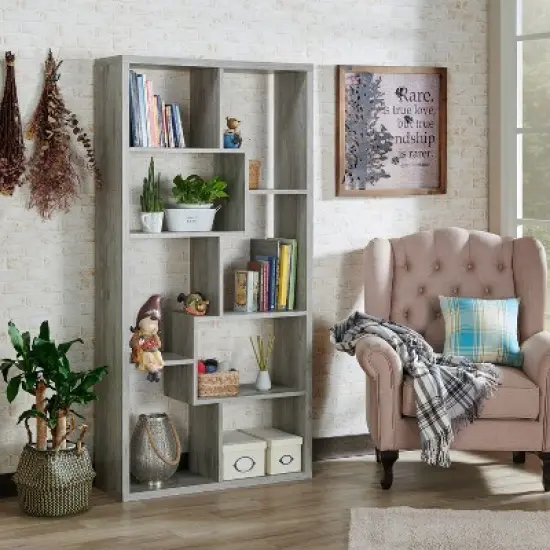 70.98" Crusiton Versatile Bookcase Vintage Gray Oak - miBasics image {1}