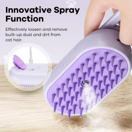 BABYYER Cat Steam Brush for Shedding,4 in 1 Rechargeable Steam Brush for Cats and Dogs, Anti-Static, Massage, Cleaning, Shedding & Combing All In One! image {1}