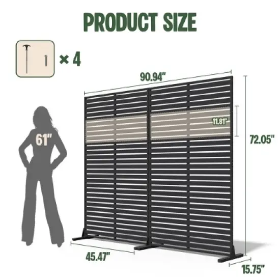 SEVOBAL 2pc Patio Screen Patio Privacy Porch Screen Patio Screens Paged Patio Decorative Screens Patio Screen Decor Outdoor, Black, 90.94"*15.75"*72" image {2}