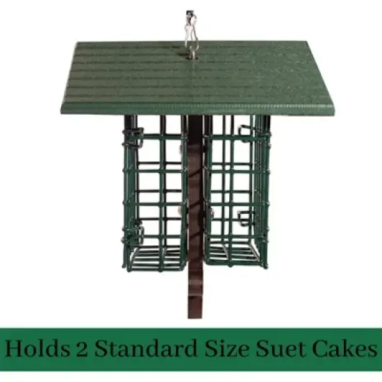 JCs Wildlife Fleur de Lis Suet Feeder with Eco-Friendly Poly Lumber Roof - Holds 2 Seed or Suet Cakes image {4}