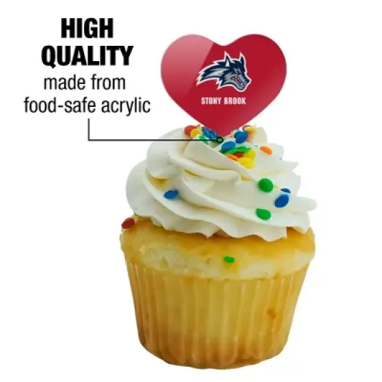 Stony Brook University Seawolves Logo Heart Love Cupcake Picks Toppers Decoration Set of 6 image {2}