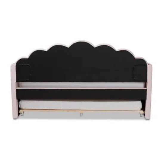 Timila Velvet Fabric Upholstered Daybed with Trundle Light Pink - Baxton Studio image {7}