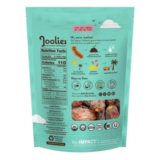 Joolies Organic Pitted Medjool Dates - 9oz image {2}