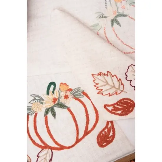 C&F Home Beige Autumn Botanical Pumpkin 100% Cotton Embroidered Set of 6 Placemats 14" x 20" image {5}