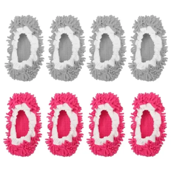 Unique Bargains Washable Microfiber Floor Cleaning Shoes Cover Chenille Duster Foot Socks Mop Slippers image {7}
