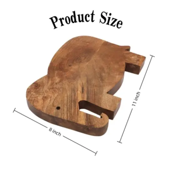 SEVOBAL Serving Platters Elephant Shape Wood Cheese and Bread Board with Asymmetrical Modern Design for Cakes, Appetizers, Brown, 8"*11"*1" image {2}