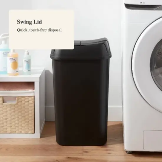 13.3gal Pivot Lid Waste Can Black - Brightroom&trade;: Kitchen Trash Can, Swing Lid, 13 Gallon Capacity, Indoor Use image {3}