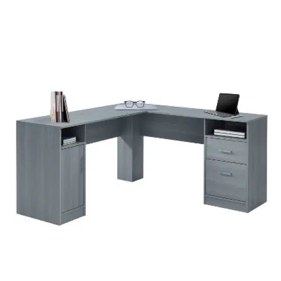 Functional L Shaped Desk with Storage Gray - Techni Mobili image {3}