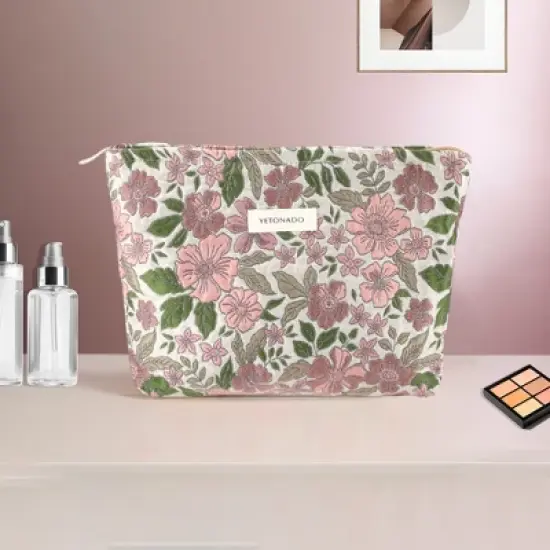 Unique Bargains Portable Floral Makeup Bag 1 Pc image {4}