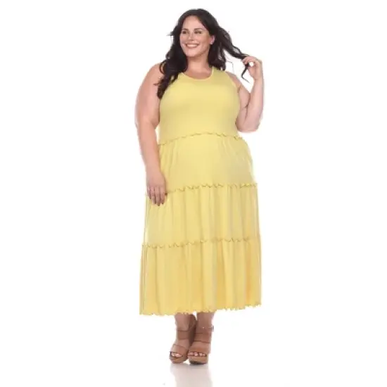 Plus Size Scoop Neck Tiered Midi Dress - White Mark image {6}