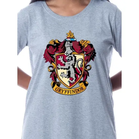 Harry Potter Womens' Hogwarts All Houses Nightgown Sleep Pajama Grey image {1}
