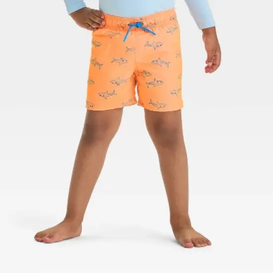 Toddler Boys' Water Reactive Shark Swim Shorts - Cat & Jack&trade; Orange image {4}