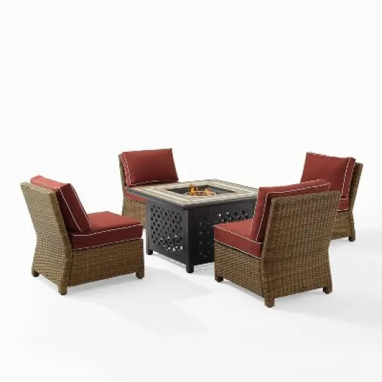 Bradenton 5pc Outdoor Wicker Armless Chair & Fire Table Set - Crosley
 image {21}