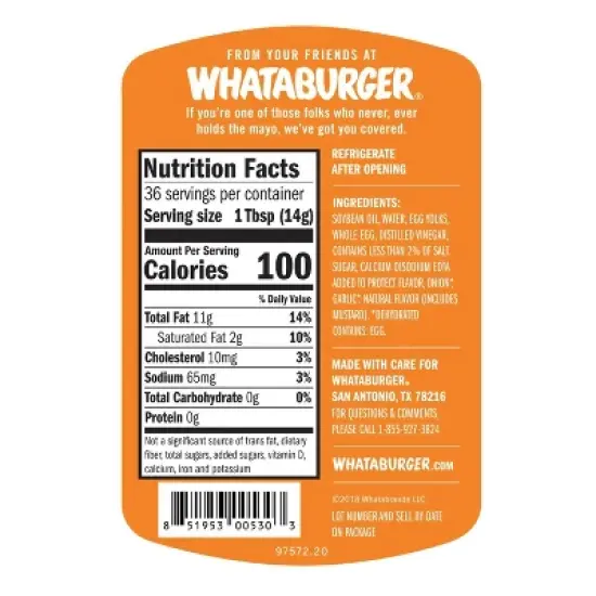 Whataburger Real Mayonnaise, 18 oz image {1}