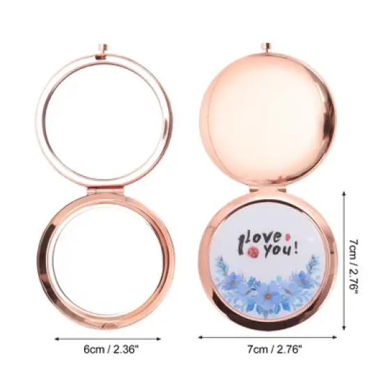 Unique Bargains Little Makeup Mirror Rose Gold Tone 1 Pc image {1}