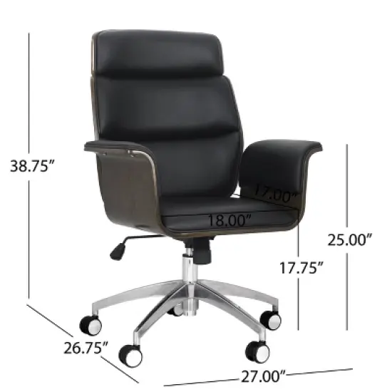 Cannonade Mid Century Modern Swivel Office Chair Black/Gray - Christopher Knight Home image {7}
