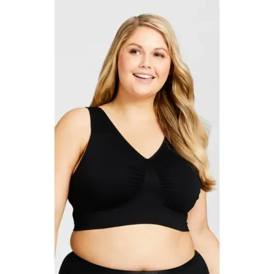 Women's Plus Size Seamless Wire Free Bra - black | AVENUE image {3}