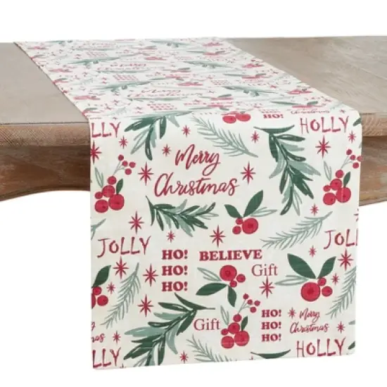 Saro Lifestyle Holly Christmas Design Table Runner image {3}