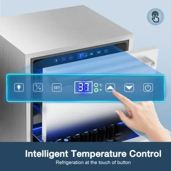 SOZT 23.4 in. 4.9 cu. ft. Stainless Steel Built-In Under Counter Drawer Beverage Fridge with Double Drawer image {8}