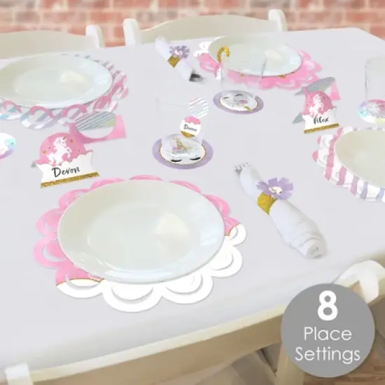Big Dot of Happiness Rainbow Unicorn - Magical Unicorn Baby Shower or Birthday Party Paper Charger & Table Decorations Chargerific Kit for 8 image {1}