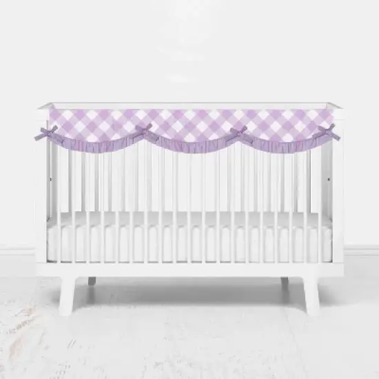 Bacati - Watercolor Floral Purple Gray Long Side Crib Rail Guard Cover image {1}