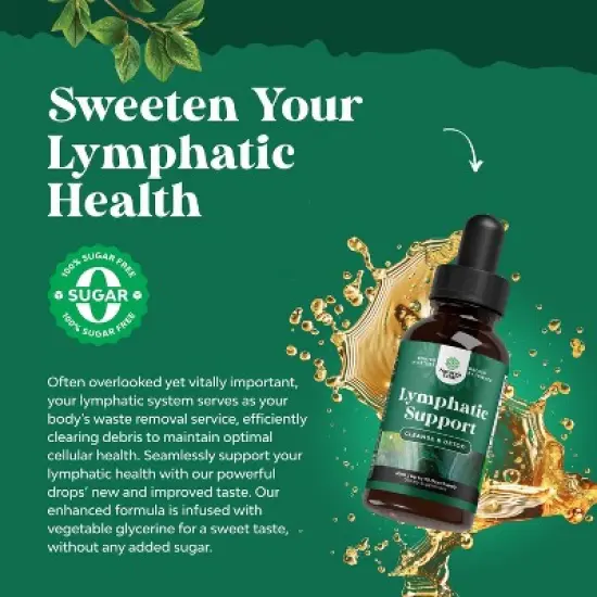 Organic Lymphatic Drainage Drops, Lymphatic Cleanse & Immune Support Supplement with Echinacea Goldenseal & Red Clover Extract, Nature's Craft, 60mL image {2}