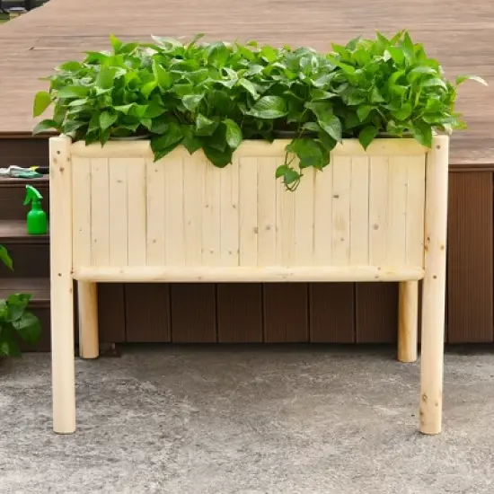 Costway Raised Garden Bed 42''x30''x32'' Elevated Wood Planter Box Stand Patio Yard image {3}