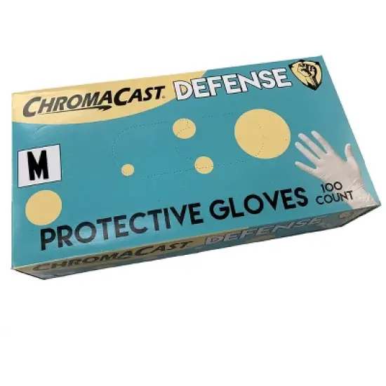 ChromaCast Defense Disposable Clear Nylon Work Bench Gloves, 100 Pack - Latex Free, Medium image {4}