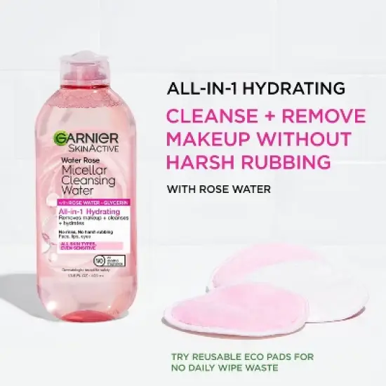 Garnier Micellar Water with Rose Water and Glycerin Hydrating Makeup Remover image {6}