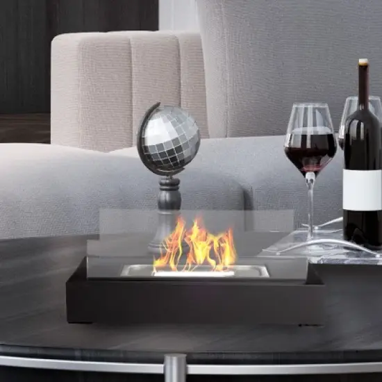 Hastings Home Bio Ethanol Ventless Tabletop Fire Pit with 360-View (Black) image {1}
