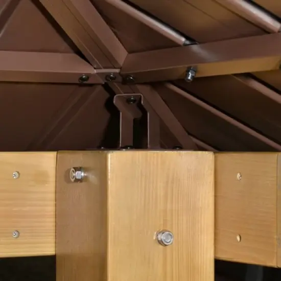 Outsunny&nbsp;10x10&nbsp;Hardtop&nbsp;Gazebo&nbsp;with&nbsp;Wooden&nbsp;Frame,&nbsp;Permanent&nbsp;Metal&nbsp;Roof&nbsp;Gazebo&nbsp;Canopy&nbsp;with Ceiling Light Hook for&nbsp;Garden,&nbsp;Patio,&nbsp;Backyard image {5}