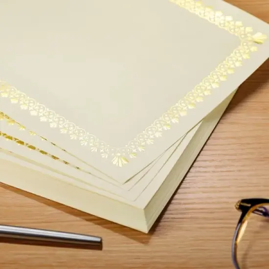 Best Paper Greetings 48 Pack Gold Foiled Blank Certificate Sheets, 2024 Graduation Diploma Award Papers for Printer, 8.5 x 11 in image {3}