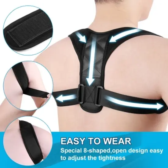 Unique Bargains Unisex Adjustable Back Posture Corrector Clavicle Belt Shoulder Support Strap Black 1 Pc image {3}