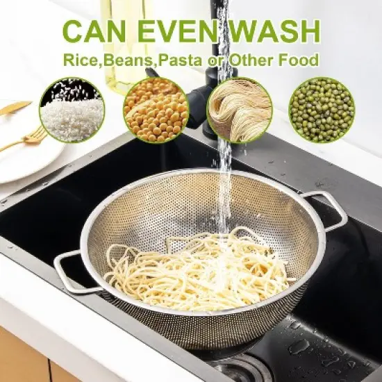 Colander Stainless Steel 3-Quart, Strainer for Kitchen Food, Dishwasher Safe image {3}