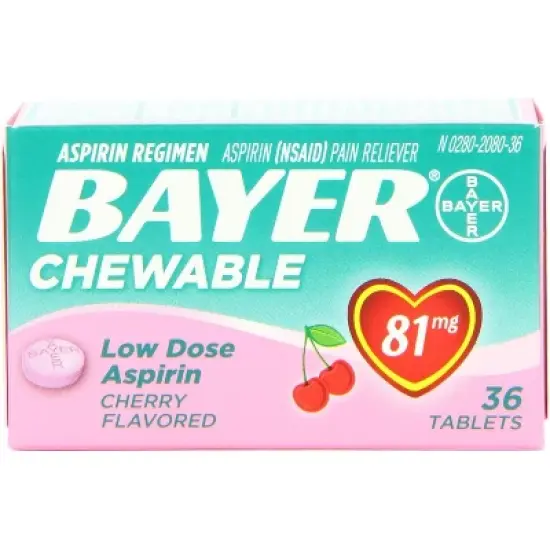 Bayer Aspirin 81mg Low-Dose Chewable Tablets Cherry, 36 Ct image {4}