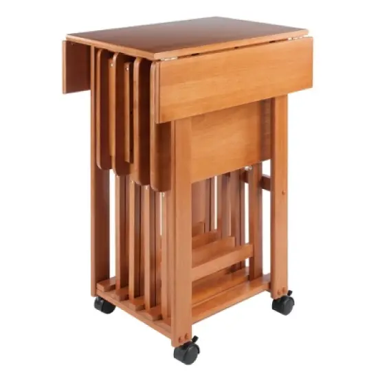 5pc Set Sophia Snack Tables Teak - Winsome image {1}