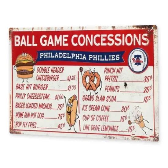 MLB Philadelphia Phillies Baseball Concession Metal Sign Panel image {1}