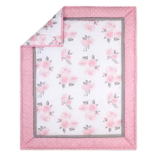 The Peanutshell Pink Floral Crib Bedding Set - 3pc image {1}