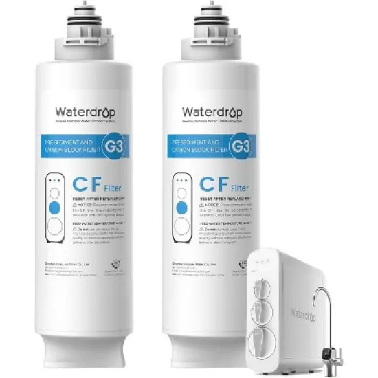 Waterdrop WD-G3-CF Filter, Replacement for WD-G3-W, WD-G3P600 and WD-G3P800-W Reverse Osmosis System, 6-month Lifetime, 2-Pack image {8}
