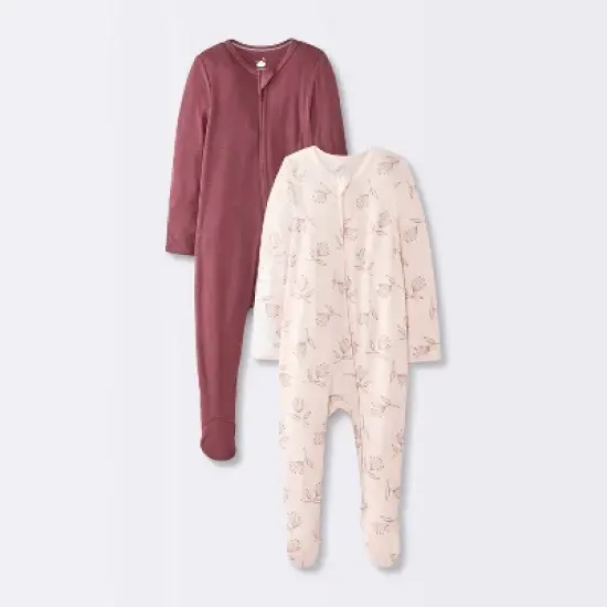 Baby Girls' 2pk Floral Soft Blend Sleep N' Play - Cloud Island&trade; Burgundy image {4}