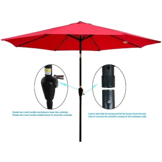 Kumasinova 10FT Outdoor Umbrella with Crank Tilt,Patio Umbrella with 8 Ribs,Beach Umbrella for Garden,Outdoor Umbrellas for Patio&Decks,Red image {3}