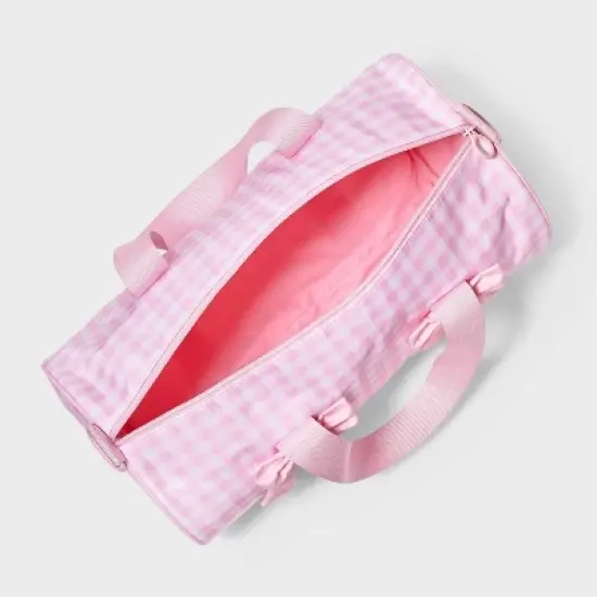 Girls' Gingham Printed and Bows Duffel Bag - Cat & Jack&trade; Pink image {2}