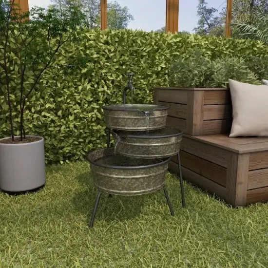 26" x 30" Farmhouse Metal Fountain Gray - Olivia & May image {13}