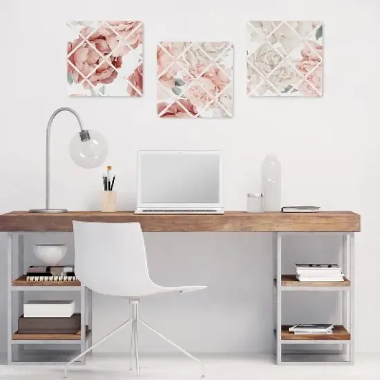 Sweet Jojo Designs Girl Fabric Photo Memo Board Peony Floral Garden Pink and Ivory image {1}