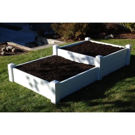 Dura-Trel 48"x14" Rectangular Split Level Rectangular Vinyl Outdoor Garden Bed White image {1}
